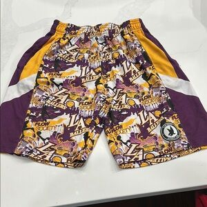 Society Men's Graphic Shorts in Purple and Yellow